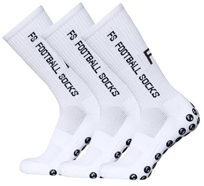 CalmGeek Fussball Socken Grip Socken Fussball Herren Drei Paare Sportsocken Größe 39-46 Outdoor Sport Laufsocken Kompressionsstretch für Basketball Hockey Laufen Bergsteigen Marathons