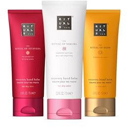 RITUALS Hand Balm Trio The Rituals of Sakura, Mehr & Ayurveda – Geschenkset mit 3 Handcremes – Handcreme Set mit 97% Inhaltsstoffen natürlichen Ursprungs – 3 x 70 ml
