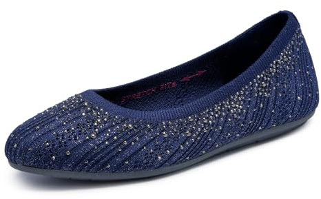 Skechers Women's Cleo 2.0 - Glitzy DazeBallet Flat | Modern Comfort Casual Dress Air Cooled Memory Foam Stretch Fit Vegan Recycled Materials
