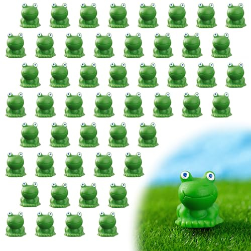 Okdance 50 Stück Mini-Frösche aus Kunstharz, Miniatur-Frosch-Figuren, Gartendekoration, niedlich, kleiner Gartenfrosch, Ornamente für Heimdekorationen