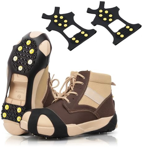 KFDDRN Schuhspikes, Schuhkrallen, rutschfeste Eisspikes für Laufen, Schuh Spikes für Bergschuhe, mit 10 Noppen, Grödel Eisspikes für Schuhe und Stiefel, Schnee-und Eiswanderungen (L(EU39-42))