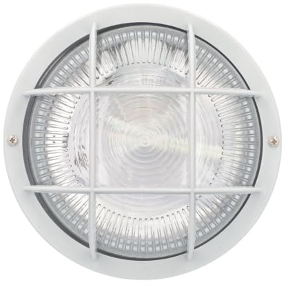 UNITEC Rundleuchte mit PVC-Korb für Innen und Außen, IP44, stoßfest, mit E27 Fassung, 230V, 50-60 Hz, weiß, 60W