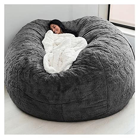 WEITOL Beanbags 7Ft Riesiger Sitzsackbezug, Wildleder-Lazy-Sofabezug, Erwachsener Sitzsack-Sofastuhl, extra großer, bequemer Bezug, weiches, Flauschiges Fell, tragbarer Wohnzimmer-Lazy-Sofabettbezu