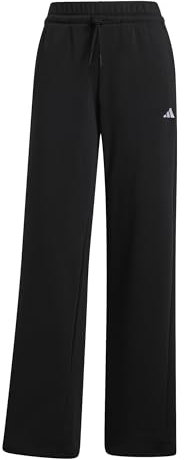 adidas Women's Essentials SMALL Logo Feel Cozy Open Hem Pants, Black/White, XXL