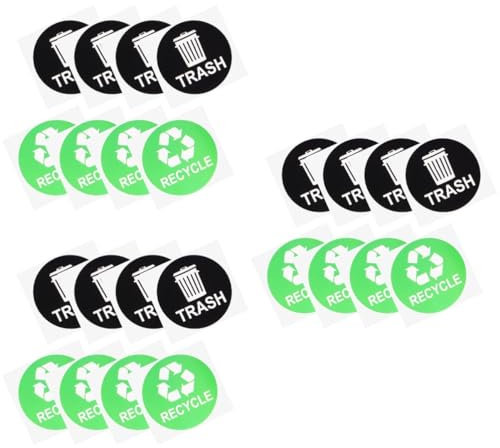 Operitacx 24piezas Etiquetas Autoadhesivas Para Papelera Stickers De Trash y Recycle Resistentes Al Agua Para Reciclaje y Clasificación De Residuos Aplicables Cualquier Superficie