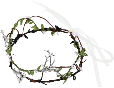 PLAFOPE Rattan Girlande Halloween Partygeschenk Stirnbänder Für Frauen Blumenkrone Kopfschmuck Haarschmuck Für Frauen Kopfband Simulationsblatt Kopfschmuck Haarschmuck Elfen