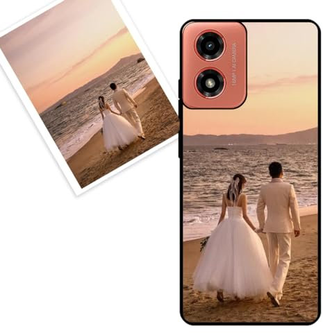 KARTXITAI Funda Personalizada Compatible con Motorola Moto G04, Carcasa Personalizado con tu Foto o Texto Imagen, Protectora con Tacto Suave y Sedoso,Gel Flexible,Regalo Original -Negro