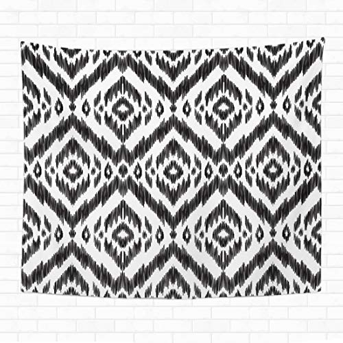 614 Wandtuch Ikat Schwarz Und Weiß Groß Ethno Für Den Sommer Wandbehang Waschbar Groß Tischdecke, Für Party Dekor, Wohnheim, 100x150cm