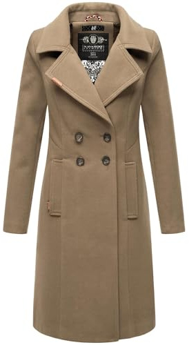 Navahoo Damen Mantel Trenchcoat Winterjacke Wintermantel B661 [B661-Wool-Stone-Brown-Gr.L]