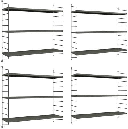 [en.casa] Modulares Wandregal Strängnäs 4er Set Metallregal Anthrazitgrau Hängeregal mit 3 Regalböden Badregal Küchenwandregal Wandablage Wohnzimmer