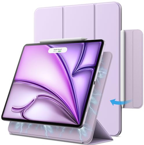 JETech Magnetisch Hülle für iPad Air 11 Zoll M3/M2 (2025/2024), iPad Air 5/4 (Modell 2022/2020, 5./4. Generation), iPad Pro 11 (2018), Magnetisch Befestigung, Schlank Case (Helles Lila)