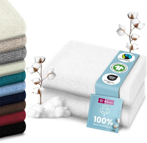 B!HOME 2er Set Premium Saunatücher [100% Baumwolle] 90x200 cm, weiß / 2 große XXL Saunahandtücher Weich, Saugstark & Pflegeleicht/Badetuch Perfekt für Bad, Strand & Reisen/Damen & Herren