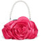 HuiYStar Femmes Embrayage Sac de soirée en Satin avec Fleurs 3D Sac à Bandoulière avec Bandoulière Chaîne, Rouge et rose