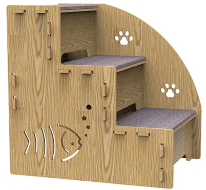 Escalones De Escalera para Mascotas - Rampa para Mascotas para Sofá | Escaleras para Perros para Camas Altas | Escaleras De Madera para Perros De 3 Escalones para Sofá Alto Rampa Interior Equilibrada