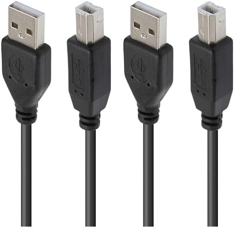 APM Câble d'imprimante 1,8 mètre, cordon USB 2.0 USB-A vers USB-B, Compatible Imprimante HP, Epson, Canon, Lexmark, Brother, Scanner, Disque Dur, Ordinateur, Coloris Noir, 570300 (Lot de 2)