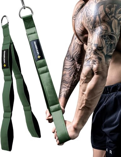 Professional Tricep Rope Cable Attachment with 3 Adjustable Handles - Heavy Duty Gym Rope for Push Downs, Face Pulls, Overhead Presses & Full-Body Exercises (Ideal for Cable Machines) (Olive Green)
