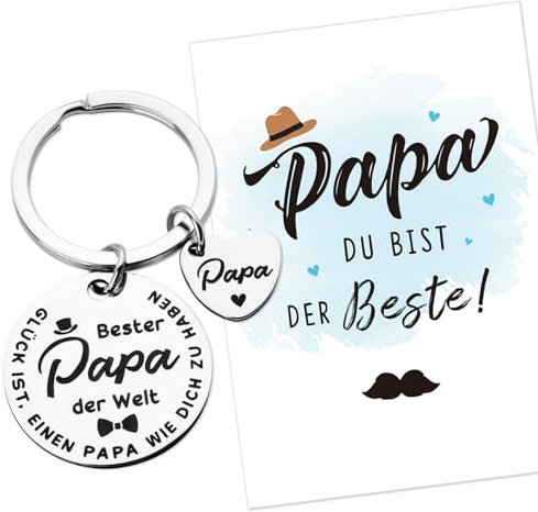 BOOMTOP Schlüsselanhänger Papa Geschenke Bester Papa der Welt Schlüsselband Auto Keychain Anhänger für Vatertag Geburtstag Weihnachten