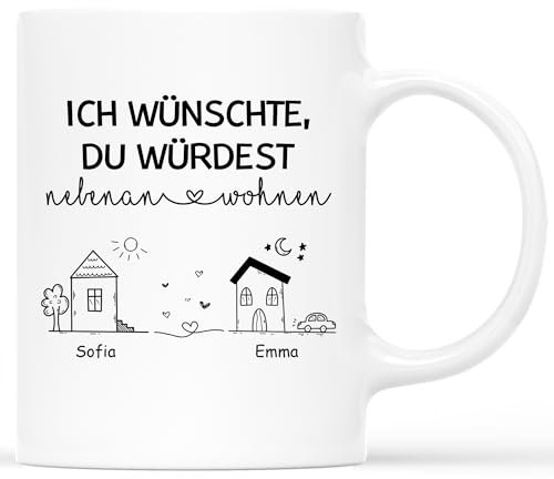 Geschenke Mall Tasse Personalisiert Freundin Ich Wünschte Du Würdest Nebenan Wohnen - persönliches geschenk für freund, tasse personalisiert freundin, tasse bester freund (2 Mitglieder)