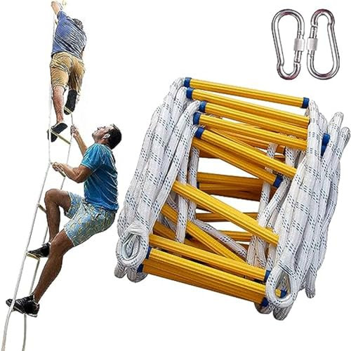 Fire Escape Ladders,10m Portable Climbing Rescue Rope Ladder,with Hooks, for Home Window Balcony Railing Treehouse