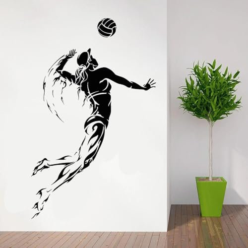 MIAOKEJIA Volleyball Sport Wandtattoo Volleyball Spielerin Wandaufkleber Aufkleber Mädchen Schlafzimmer Wohnzimmer Studio Zimmer Dekoration