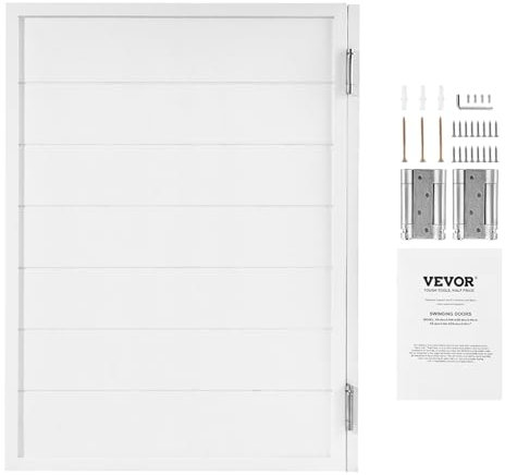 VEVOR Puertas Batientes para Cafetería, Puertas Individuales 805 x 28 x 1060 mm con Bisagras y Kit de Herrajes, Diseño Cuadrado de Madera de Pino para Pasillo, Cocina, Bar, Entrada de Pub, Blanco