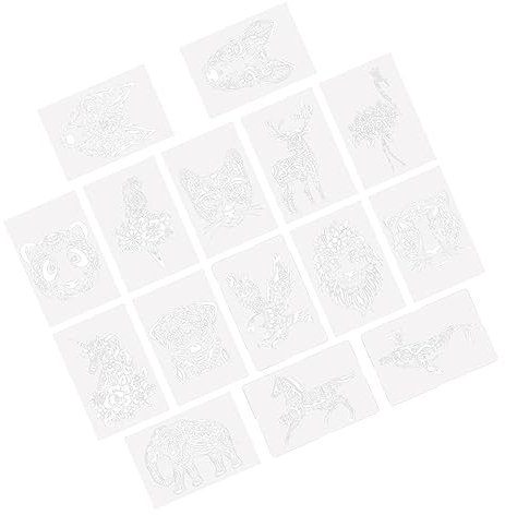 Artibetter 15 Stück Teiliges Diy Tier Schablonen für Malvorlagen mit Einhorn und Papageien Mustern Wiederverwendbare Zeichenschablonen für Kreative Bastelprojekte Weiß