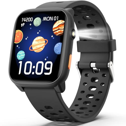 Mgaolo Kids Smart Watch 1.85 Upgrade - Fitness Tracker with Heart Rate Sleep Monitor, 100+ Sports Modes, 12 Puzzle Games, Activity Tracker for Boys Girls Outdoor Fun (Black)