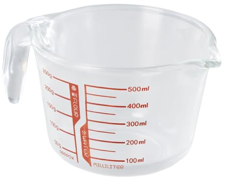 Culinavog Tasse doseuse en verre, Verre gradué avec Poignée, Transparent Classic Broc mesureur, Verre borosilicate Tasse de mesure Cuisine Bar, fête, vin, cocktail, boisson, lait, café Tasse à lait