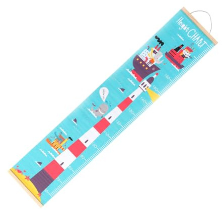 DECORNIJIA Wandmesslatte Kinder Wachstumstabelle Nordisch Leinenstoff Leuchtturm Langlebig Mit Holzaufhänger Für Kinderzimmer Babyzimmer