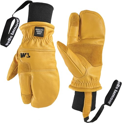 Wells Lamont HydraHyde Winter-Fäustlinge für Damen & Herren, Hummer-Stil, isoliert für kaltes Wetter, Schnee & Ski-Fäustlinge, 7179, Größe M, Saddletan