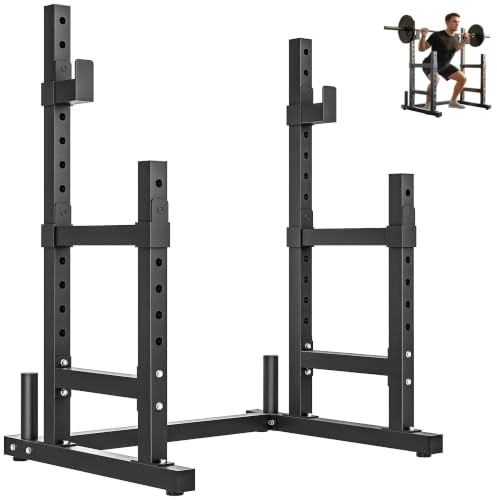 SPORTNOW Adjustable Squat Rack Barbell Rack Stand Max Load 300kg Black | Multi-Function, Spotters, Weight Plate Holders, Heavy Duty Weight Bench Press Dip Station, Home Gym Strength Training
