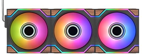 Thermaltake SWAFAN Infinity EX12 Wood ARGB Sync | Pack of 3 | ARGB PC Fans | MagForce 2.0 with Magnetic Mount | Dual Infinity Mirrors | Interchangeable Fan Blades | 120mm | Black