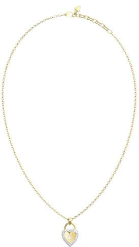 GUESS Halskette Love Bites 17-21 Heart Lock Necklace Yellow Gold goldfarben
