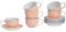 Nicola Spring Patterned Porcelain Cappucino Cups and Saucer Set - Orange Print Design - Set of 12