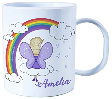 The Supreme Gift Company Personalised Fairy Rainbow Kids Cup – BPA Free Plastic Unbreakable Mug, Custom Name Toddler Drinks Cup for Boys & Girls, Dishwasher Safe