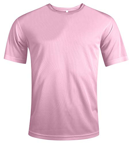 MKR Quick Drying Breathable Cooling Short Sleeve Sports T-Shirt with UPF40+ Sun UV Protection (Pale Pink, L)