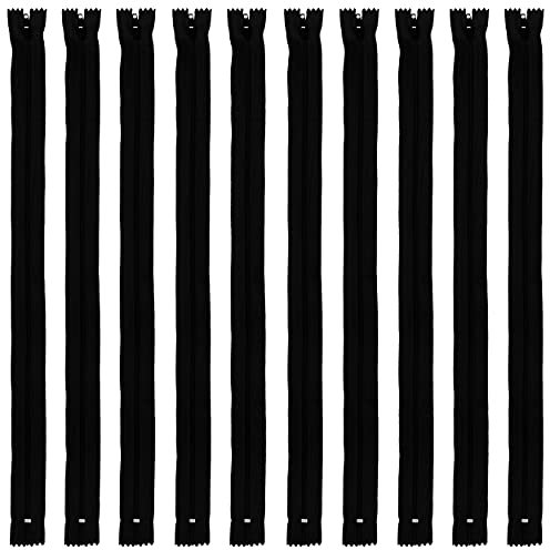 Faden & Nadel Reißverschluss Set: 10 Nylon Reißverschlüsse, nicht teilbar, 40 cm lang, schwarz