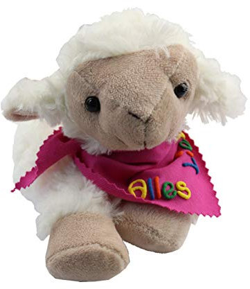 Wärmetiere mit Namen am Halstuch Wärmekissen mit Namen für Babys Kleinkinder Rapskissen mit Namen Körnerkissen Personalisiertes Kissen zum wärmen (70_Schaf_Schrift_bunt)