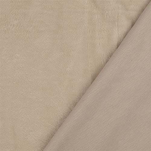 Alpenfleece mit einer glatten Seite Kuschelfleece - 0,5 m - Winterfleece - Breite 153 cm - 320g/m² (Beige)