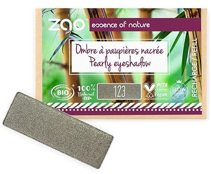 Zao Rectangle Eye Shadow Rechteckiger Perlmutt Lidschatten Grey Khaki Nr.123 Refill Nachfüllpackung