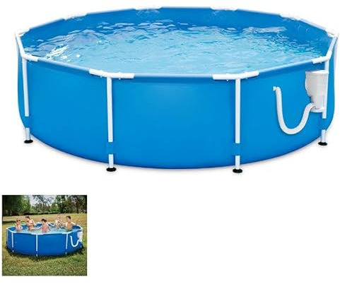EDG by AQUALUX INTERNATIONAL Kit Piscine Hors Sol Tubulaire Ronde 366 x 76 cm avec Filtration - Idéal pour Petits et Grands