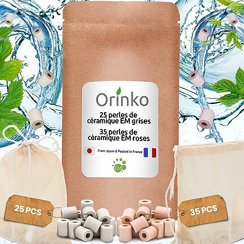 ORINKO EM Keramik Pipes – 35 Rosa & 25 Graue Keramikperlen für natürliche Wasseraufbereitung