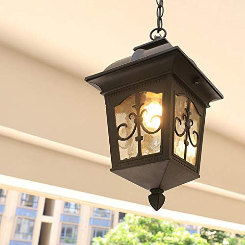 Retro Außen Hängelleuchte Rund Rot Bronze Pendellampe Wasserdichter IP23 E27 Höhenverstellbar Hängelampe Aluminium/Glas Garten Villa Flur Grape Rack Balkon Dekorative Pendelleuchte 16 * 34cm (B)