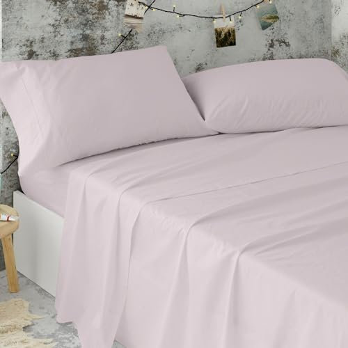 Burrito Blanco Sábanas de Hostelería | Sábanas 180x190/200 | Juego de Sábanas de Matrimonio | Ropa de Cama Algodón/Poliéster | Fácil Planchado | Color Rosa Nude | Disponible en Más Medidas