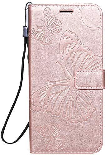 DENDICO Cover per Xiaomi Redmi Note 9 / Redmi 10X 4G, Pelle Portafoglio Custodia per Xiaomi Redmi Note 9 / Redmi 10X 4G Custodia a Libro con Funzione di appoggio e Porta Carte di Credito - Oro Rosa