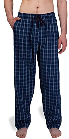 LuukFeel Herren Freizeithose Schlafhose Bio-Baumwolle | Homewear Herrenhose, aus 100% Bio-Baumwolle, atmungsaktiv und weich, lange Pyjamahose, elastischer Kordelzug, Seitentaschen