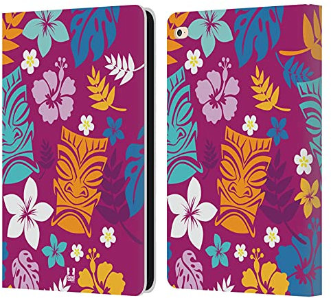 Head Case Designs Tiki Patrones Hawaianos Carcasa de Cuero Tipo Libro Compatible con Apple iPad Air 2 (2014)