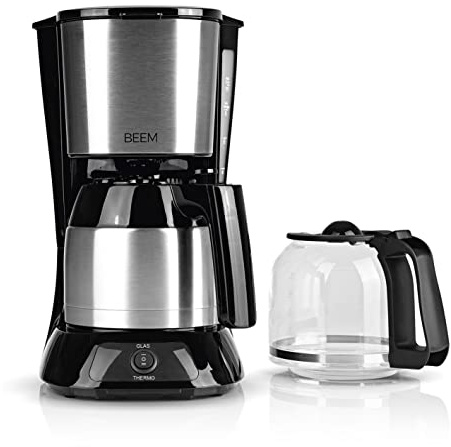 BEEM Kaffeemaschine Fresh-Aroma-Pure Duo für bis zu 10 Tassen aus Edelstahl, mit Glas- & Thermokanne, Permanentfilter, Warmhaltefunktion, Maße (LxBxH): 26,2 x 18,5 x 33,5 cm, 05930