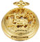 Tiong Bright Gold Skelett Herren Antik mechanische Taschenuhr, römische Ziffern Zifferblatt mechanische Taschenuhren für Männer mit Kette, Mpw103-uk