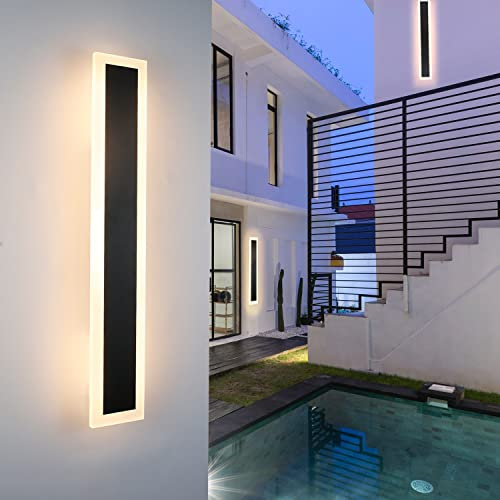 Mursche Wandleuchte LED Wandlampe Aussen - 50CM Schwarz Außenlampe 3000K Warmweiß IP65 Wasserdicht Lange Wandbeleuchtung Acryl 10W Villa Außenleuchte Hauswand für Innen Wohnzimmer Balkon Treppenhaus